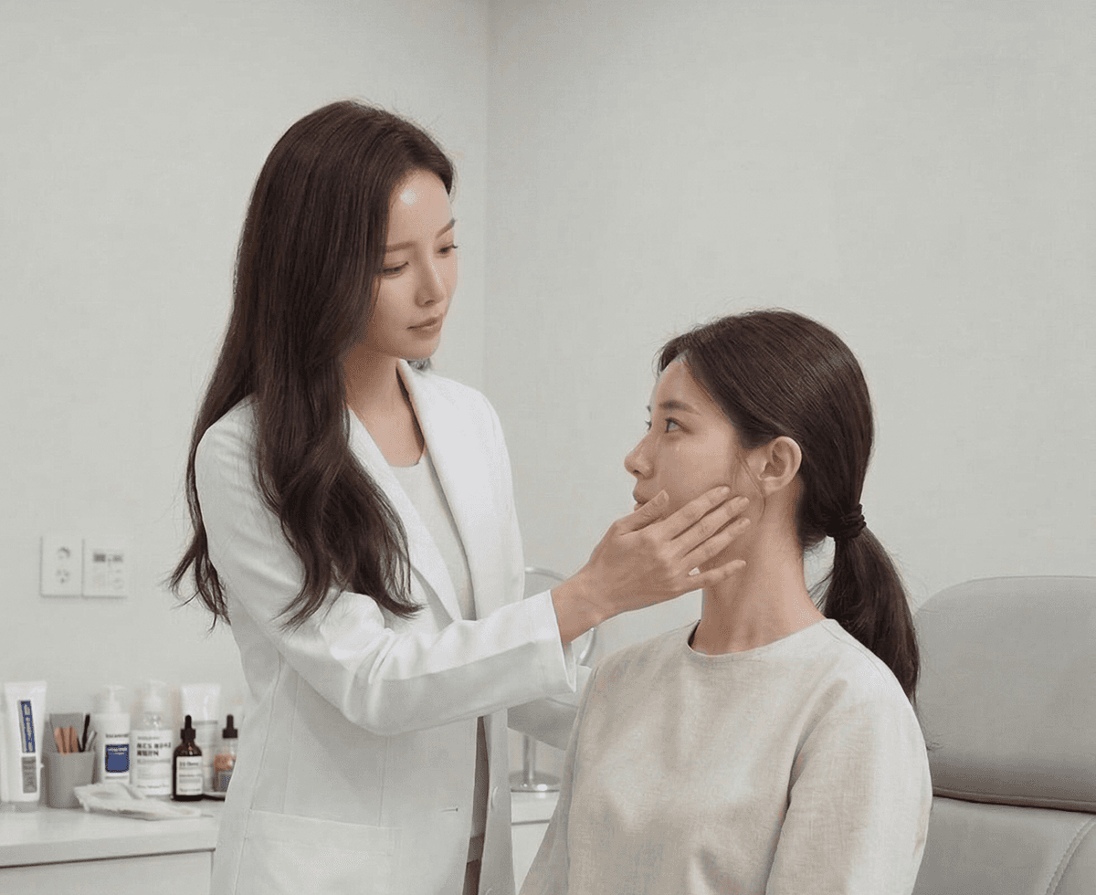 The director personally conducting a skin aesthetic consultation