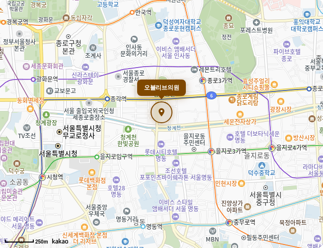 Map showing the location of Obliv Clinic Seoul Origin Branch